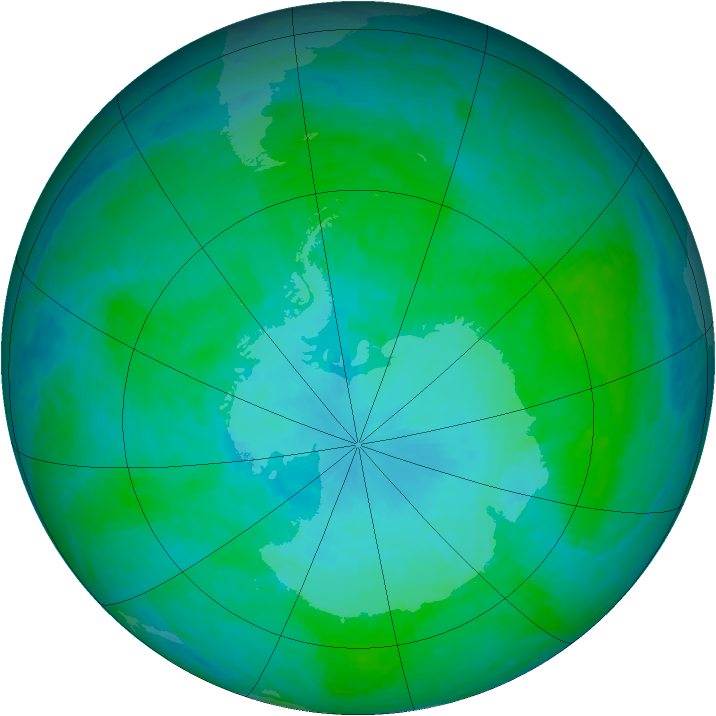 Antarctic ozone map for 22 January 2002